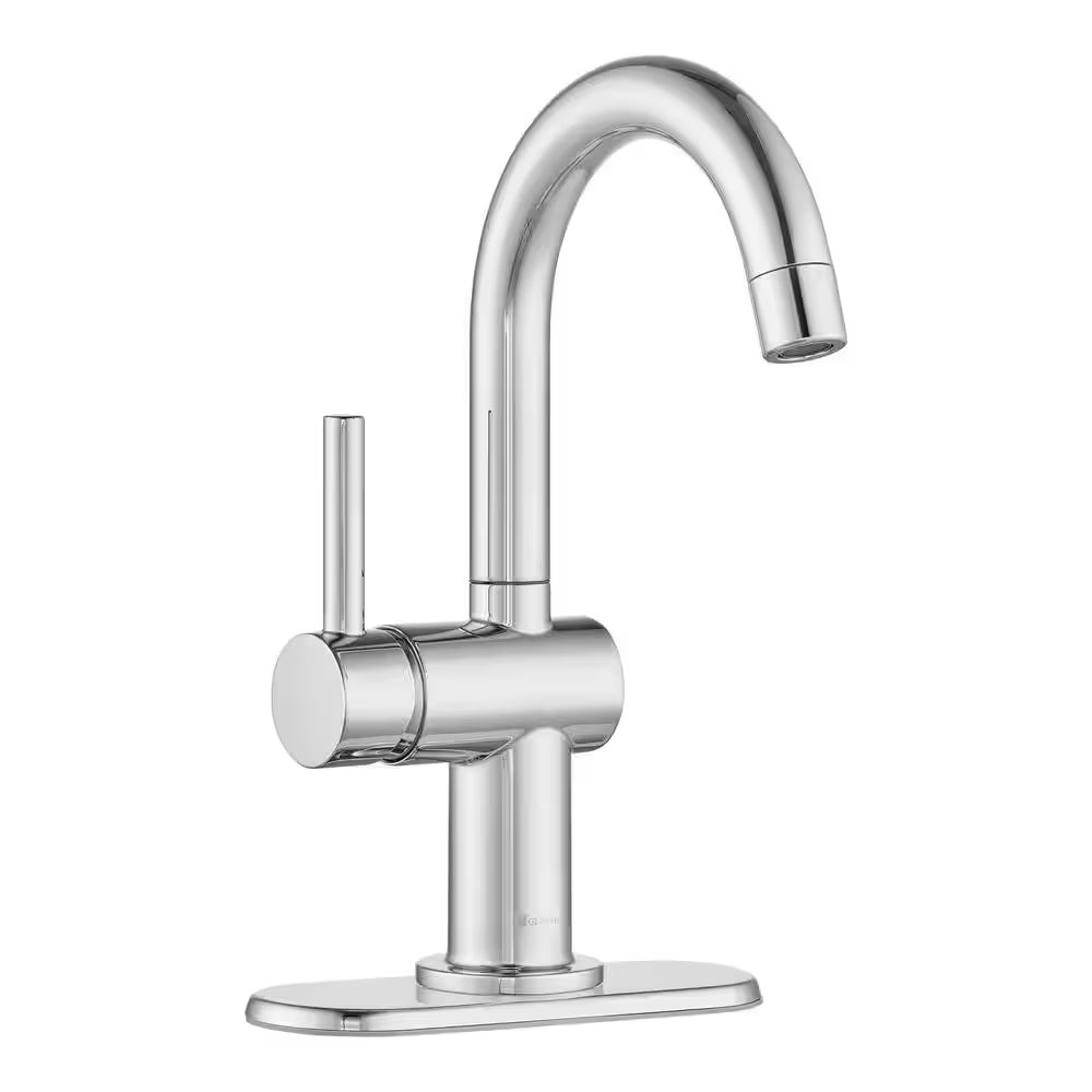 Dorind Single Hole Single-Handle Deck Mount High-Arc Bathroom Faucet in Polished Chrome