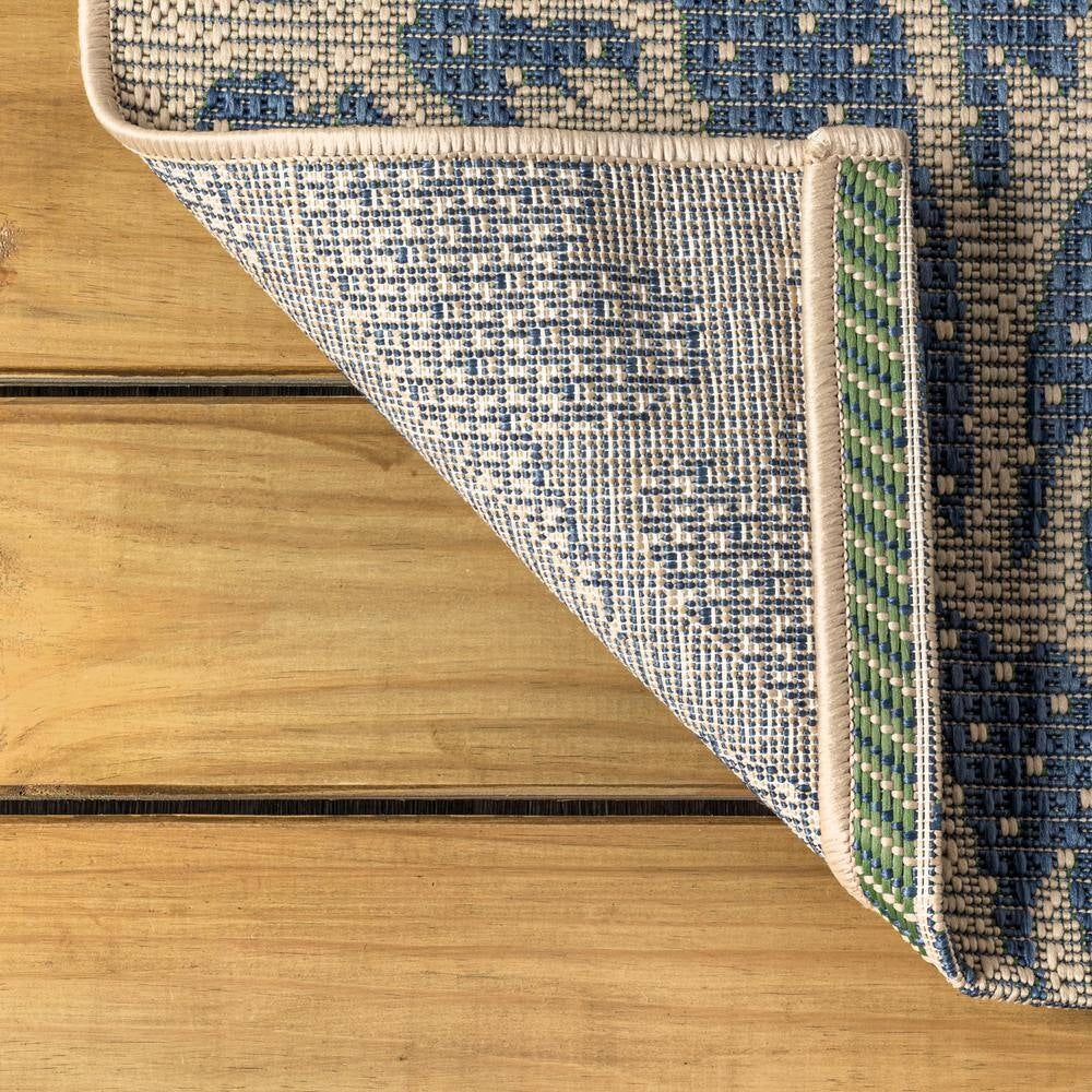 Zinnia Navy/Green 8 Ft. X 10 Ft. Floral Indoor/Outdoor Area Rug