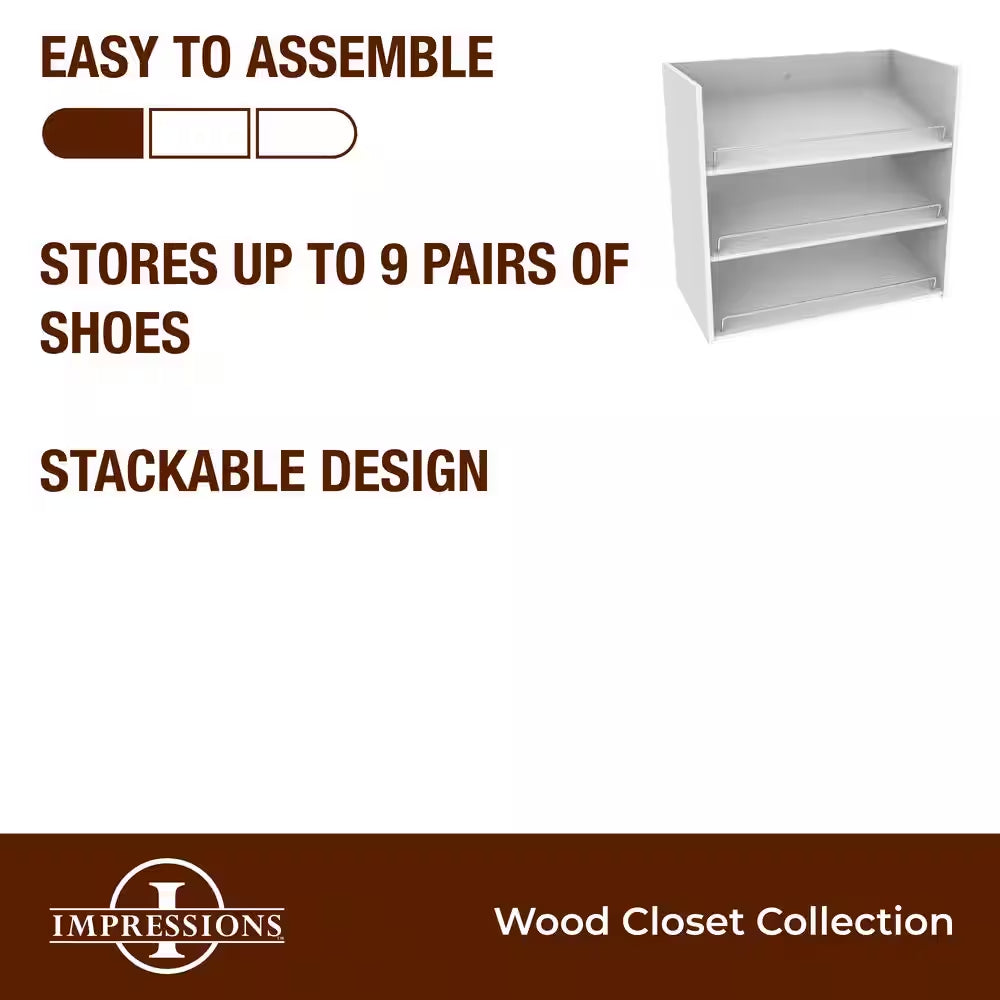 Impressions 3-Shelf White Shoe Organizer