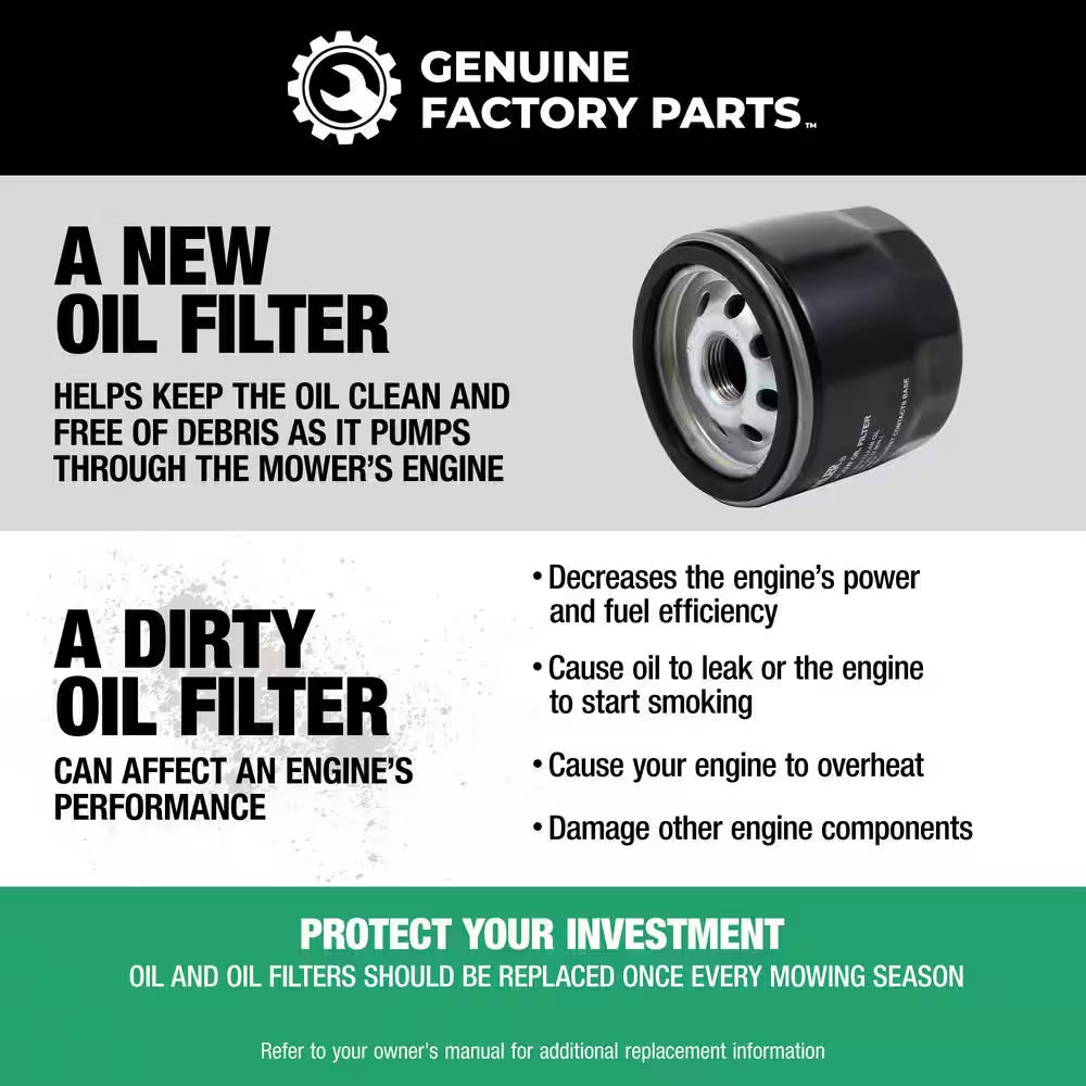 Original Equipment Replacement Oil Filter for Kawasaki, Kohler and Briggs and Stratton Riding Mower Engines