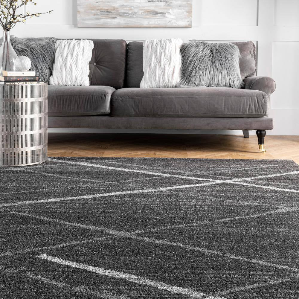 Thigpen Contemporary Stripes Dark Gray 5 Ft. X 8 Ft. Area Rug