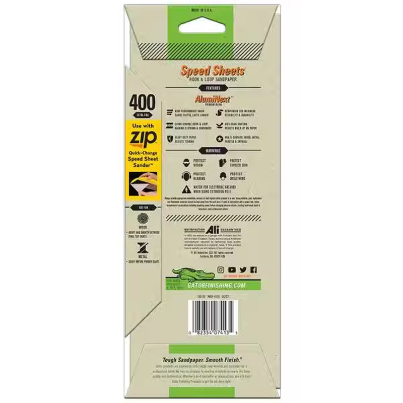 Speed Sheets 3-2/3 In. X 9 In. 400 Grit Very Fine Hook and Loop Sand Paper (5-Pack)