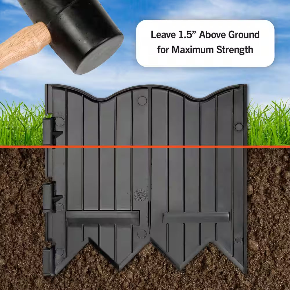 Border Master 20 Ft. Recycled Plastic Poundable Landscape Lawn Edging with Connectors Black