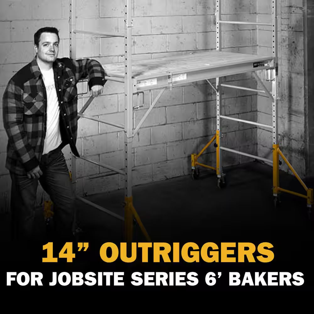 14 In. Scaffold Outriggers with 5 In. Heavy Duty Caster Wheels, Compatible with  Baker Scaffolding, 4-Pack