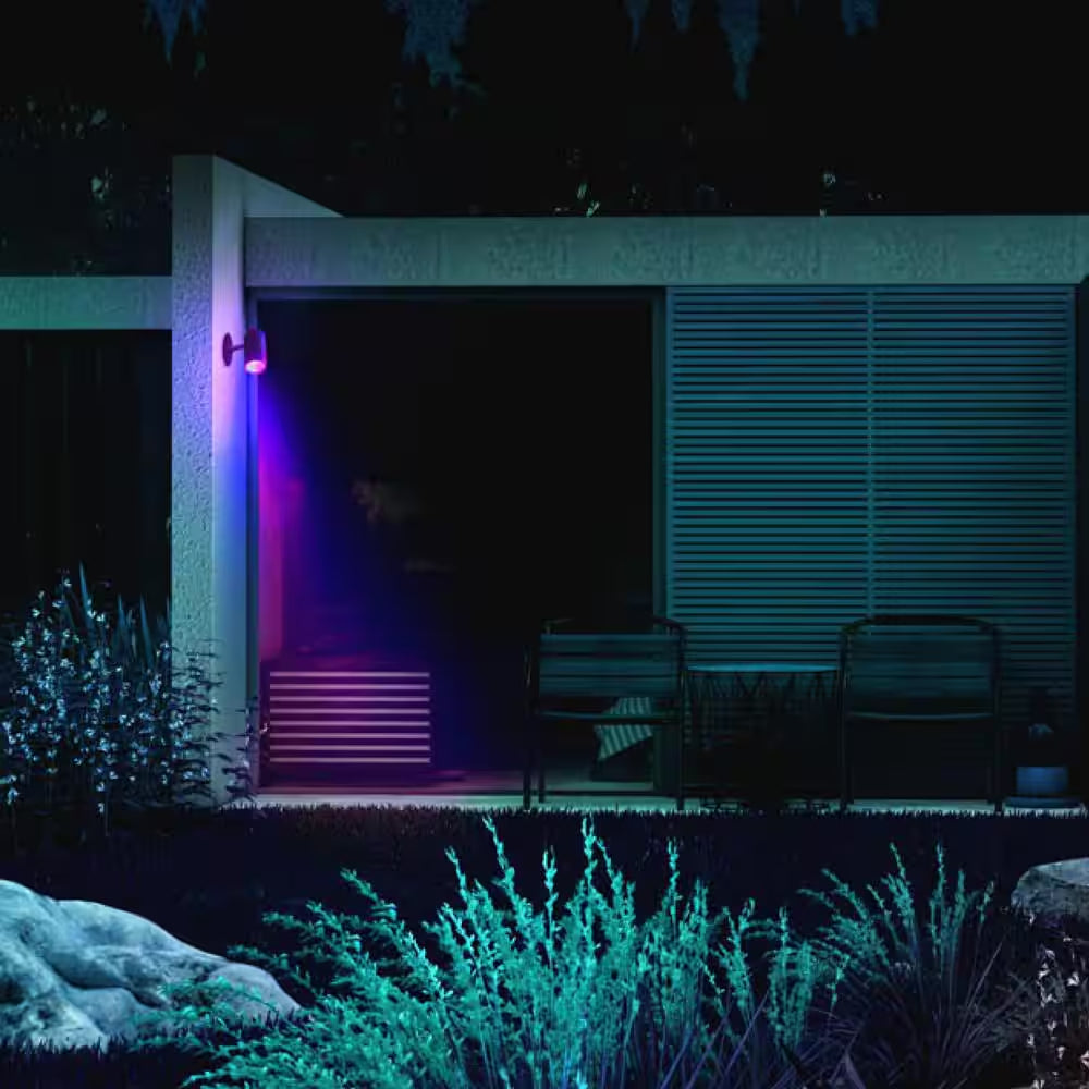 Low Voltage 1600 Lumens Black RGB Integrated LED Smart Wi-Fi Landscape Spotlight, Works W/ Alexa/Hey Google/Homekit/Siri