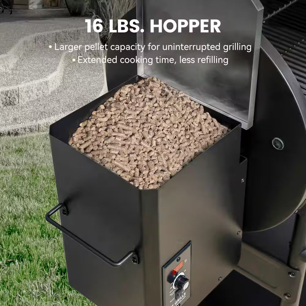 585 Sq. In. Pellet Grill in Silver with Stainless Steel Lid and Grease Bucket
