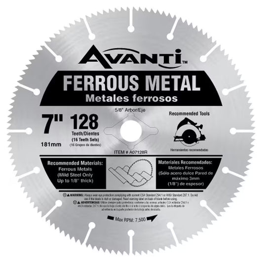 7 In. X 128-Tooth Metal Cutting Circular Saw Blade