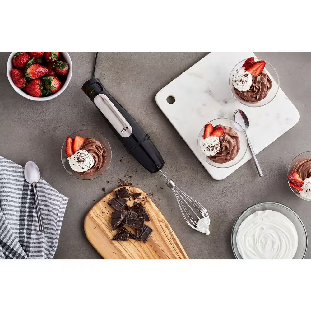 Multiquick 7 Smart-Speed Stainless Steel Immersion Blender with 500W of Power, Whisk, Masher, and 6-Cup Food Processor