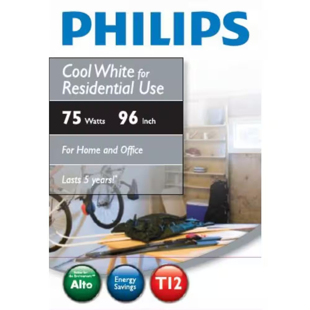 75-Watt 8 Ft. Alto Supreme Linear T12 Fluorescent Tube Light Bulb, Cool White (4100K) (2-Pack)