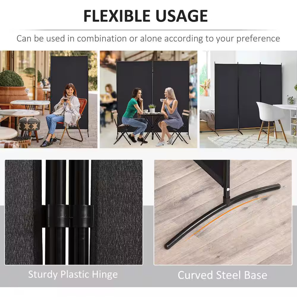 3-Panel Folding Screen Room Divider Privacy Partition Indoor Outdoor