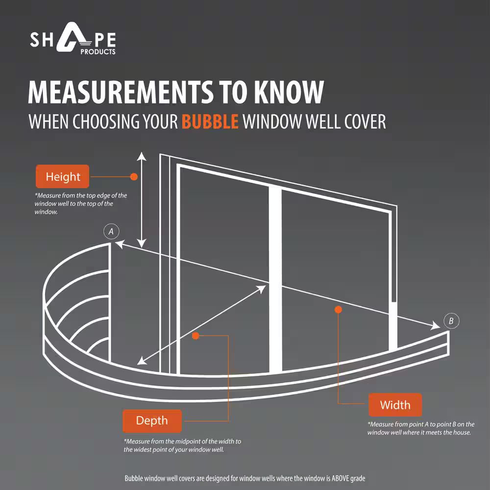 39 In. W X 17 In. D X 15 In. H Economy round Bubble Window Well Cover