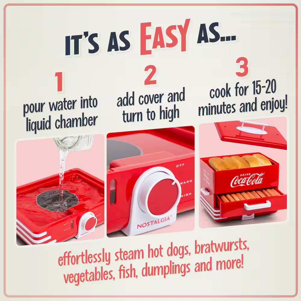 CKHDS206CR Large Coca-Cola Hot Dog Steamer Specialty Grill in Red