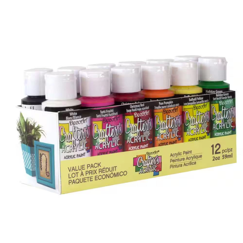 2 Oz. 12-Color Acrylic Craft Paint Set