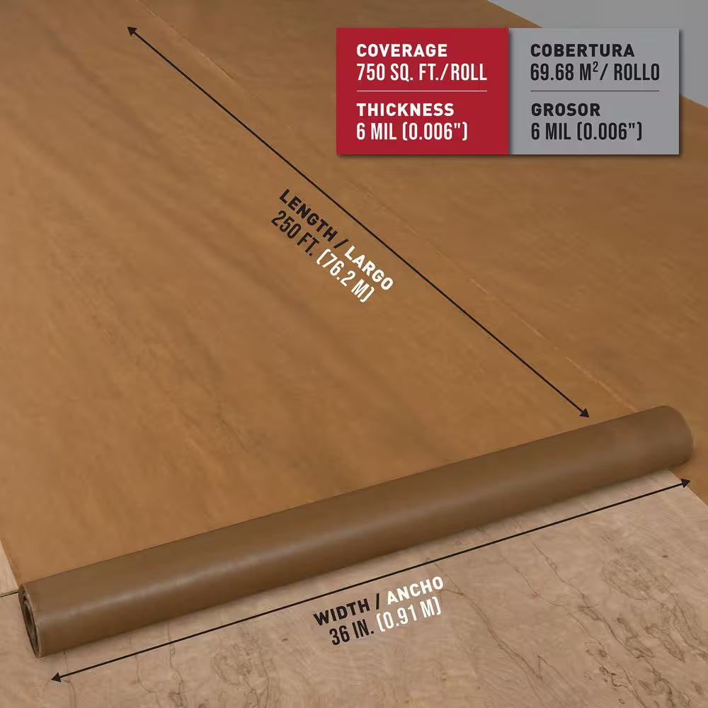 750 Sq. Ft. 3 Ft. X 250 Ft. X .009 In. 30 Lb. Waxed Paper Underlayment for Wood Flooring