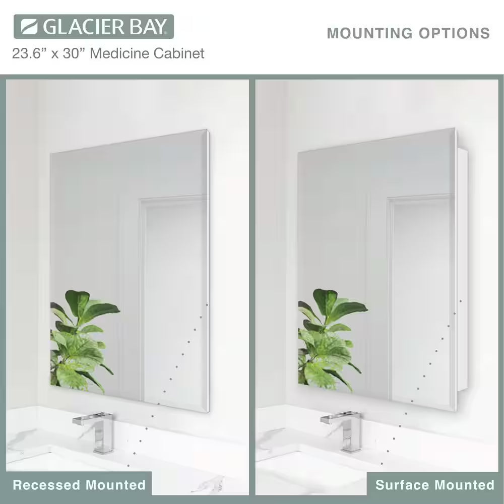 23.6 In. W X 30 In. H Rectangular Wood Composite Medicine Cabinet with Mirror