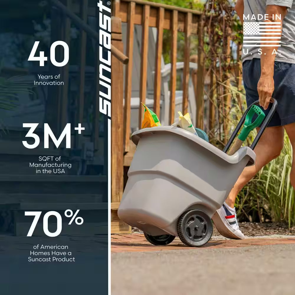 2 Cu. Ft. Portable Plastic Gray Garden Cart