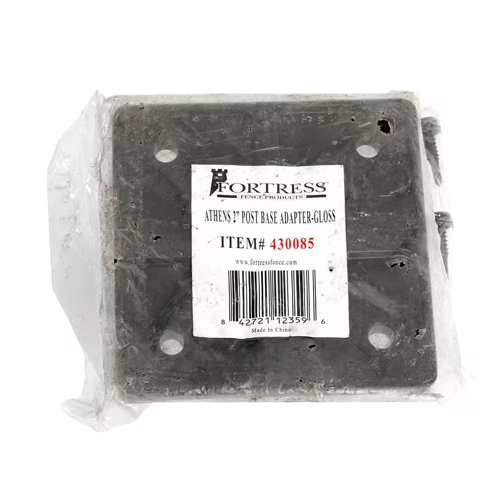 Athens Gloss Black Post Base Adapter for 2 In. Fence Post