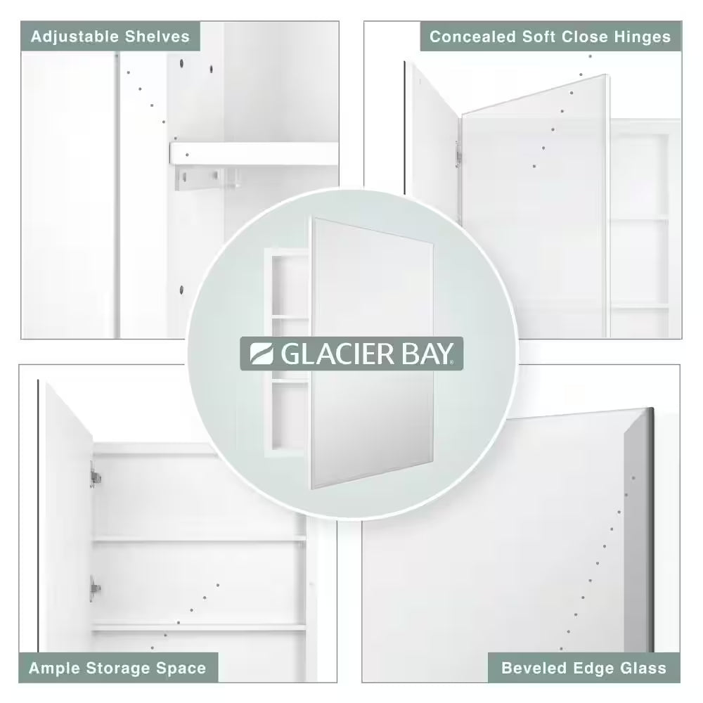 23.6 In. W X 30 In. H Rectangular Wood Composite Medicine Cabinet with Mirror