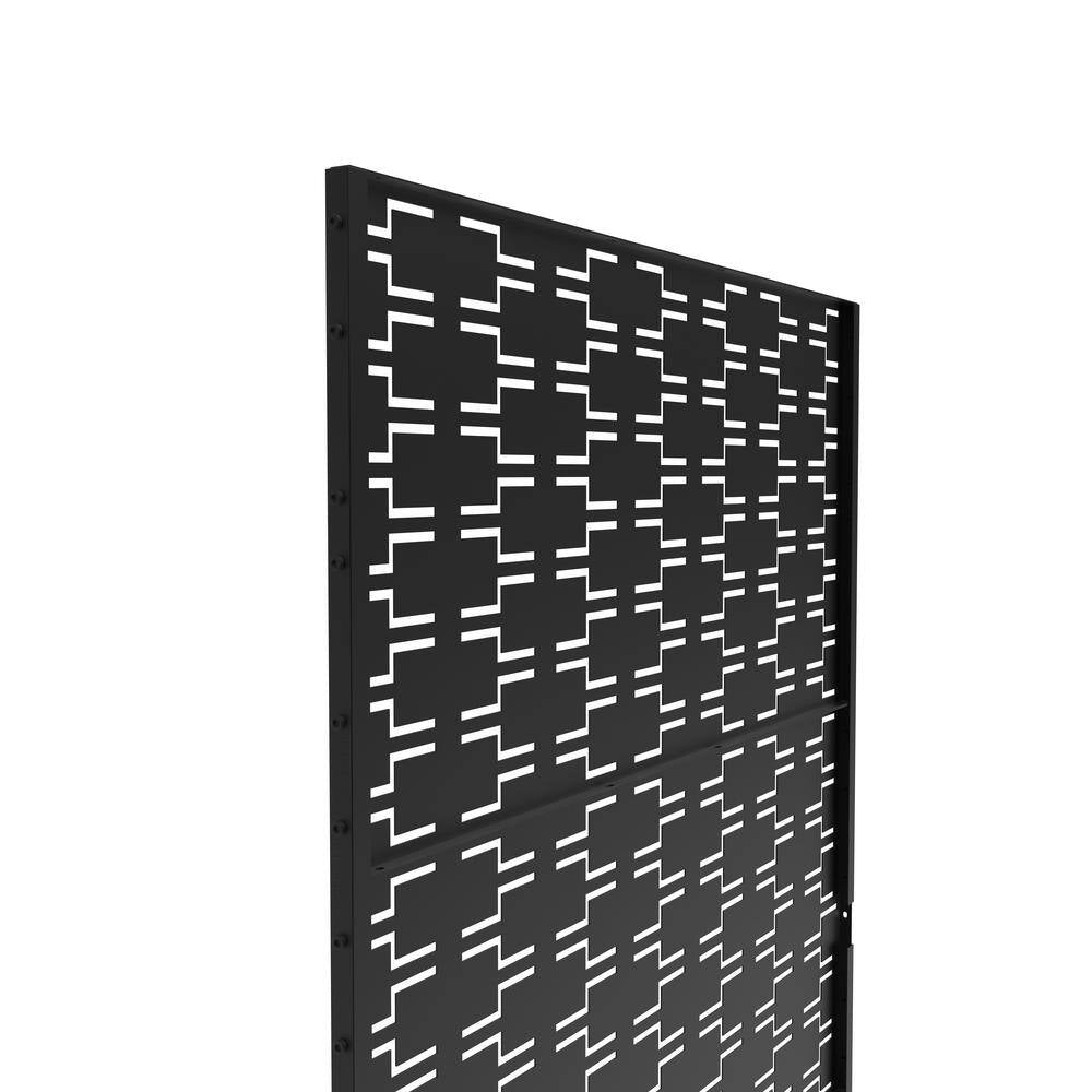 76 In. Galvanized Steel Garden Fence Outdoor Privacy Screen Garden Screen Panels in Black