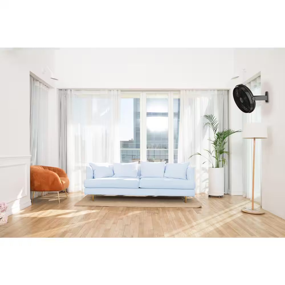 20 In. 3 Speed Air Circulator Floor Fan for Home in Black with Wall Mount Option, Full Range Pivoting Head, Carry Handle