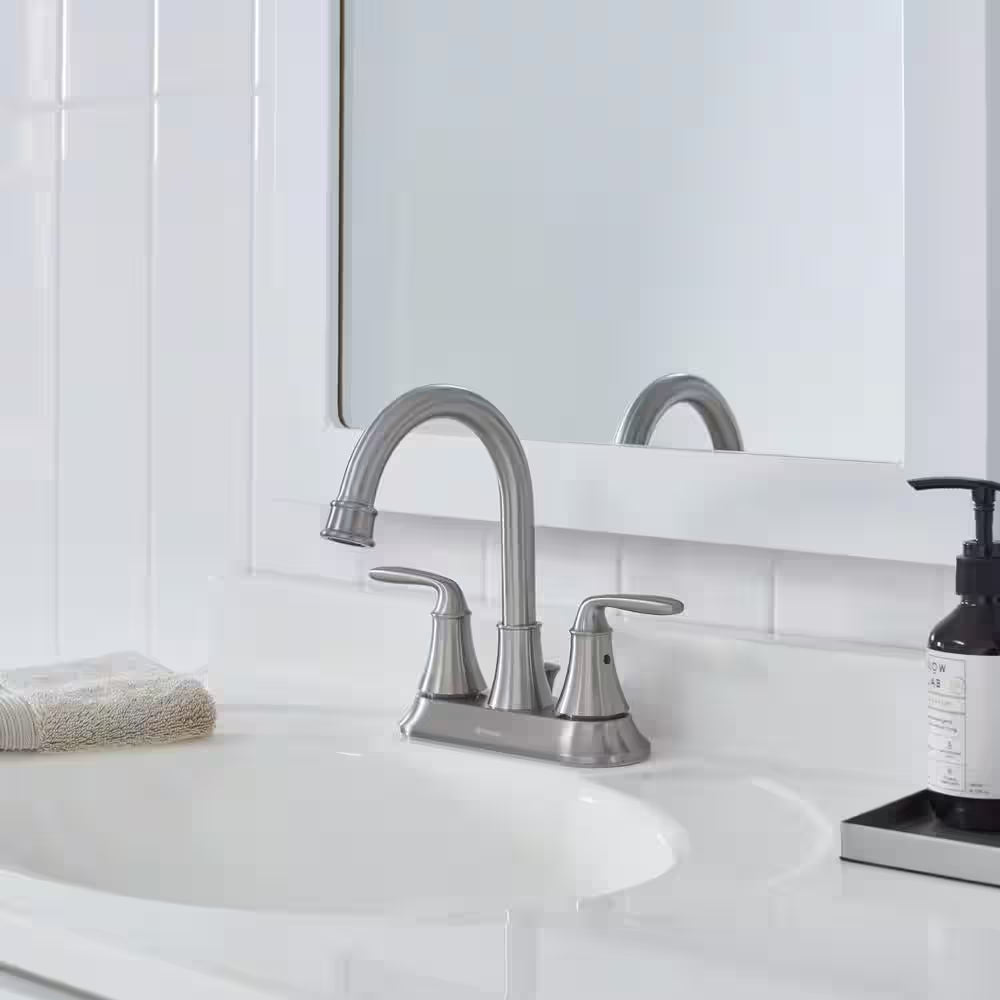 Sadira 4 In. Centerset 2-Handle High-Arc Bathroom Faucet in Brushed Nickel