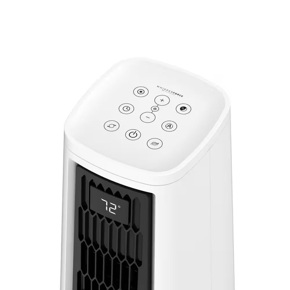 Stratus 35 In. 12-Speed High Velocity Oscillating Tower Fan in White with Quiet DC Motor, Remote, Timer, 11 In. Dia