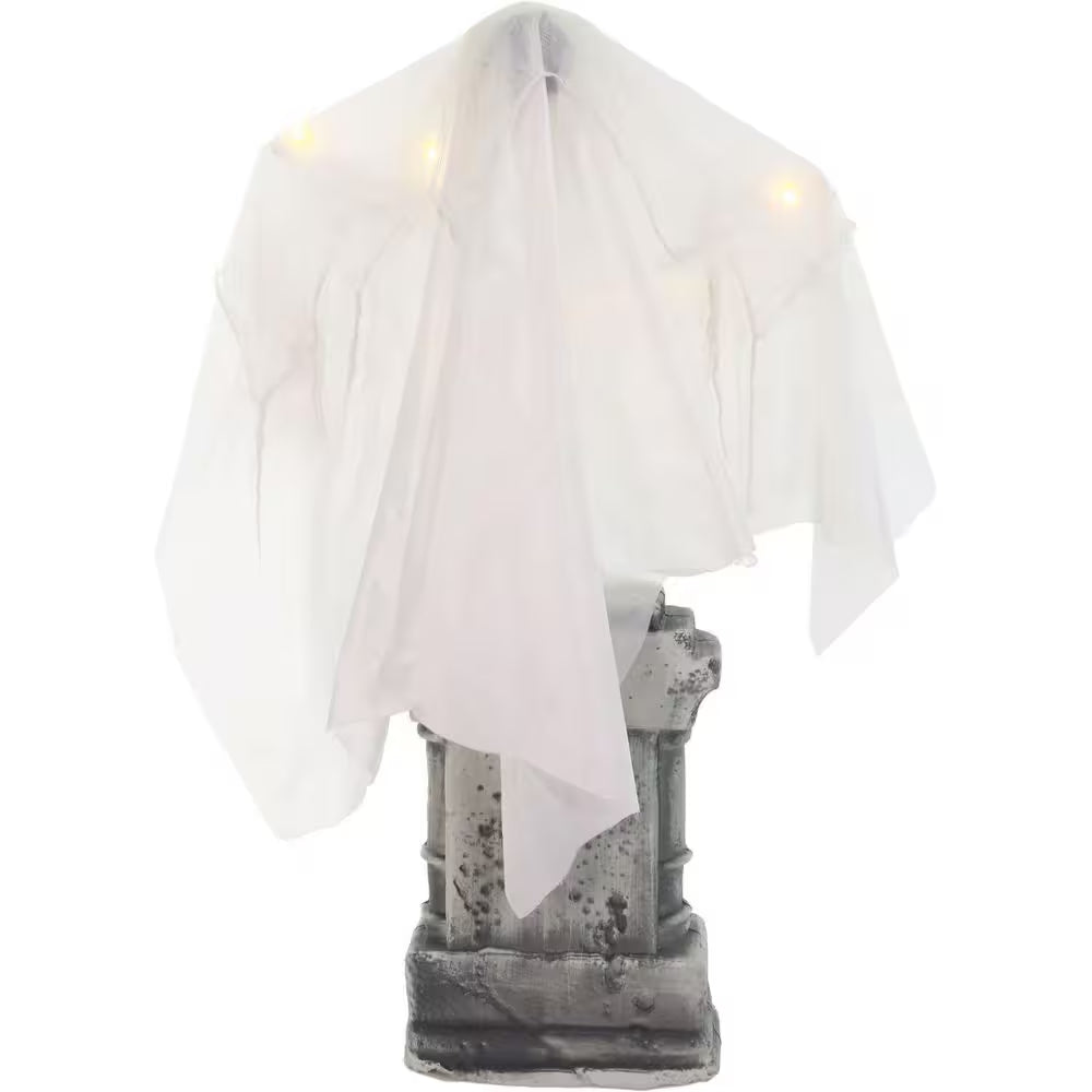 4 Ft. Touch-Activated Lightup Ghost with Tomb Halloween Prop