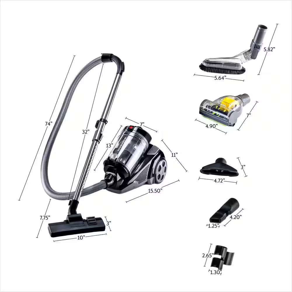 ST2620 Series Bagless Corded Replaceable Multisurface in Black, Canister Vacuum