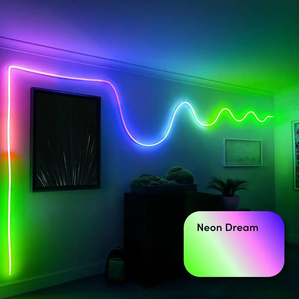 16 Ft. Smart Multi-Color RGBW Wi-Fi Plug-In Neon Flex Integrated LED Strip Light Works with Alexa/Google/Homekit/Siri