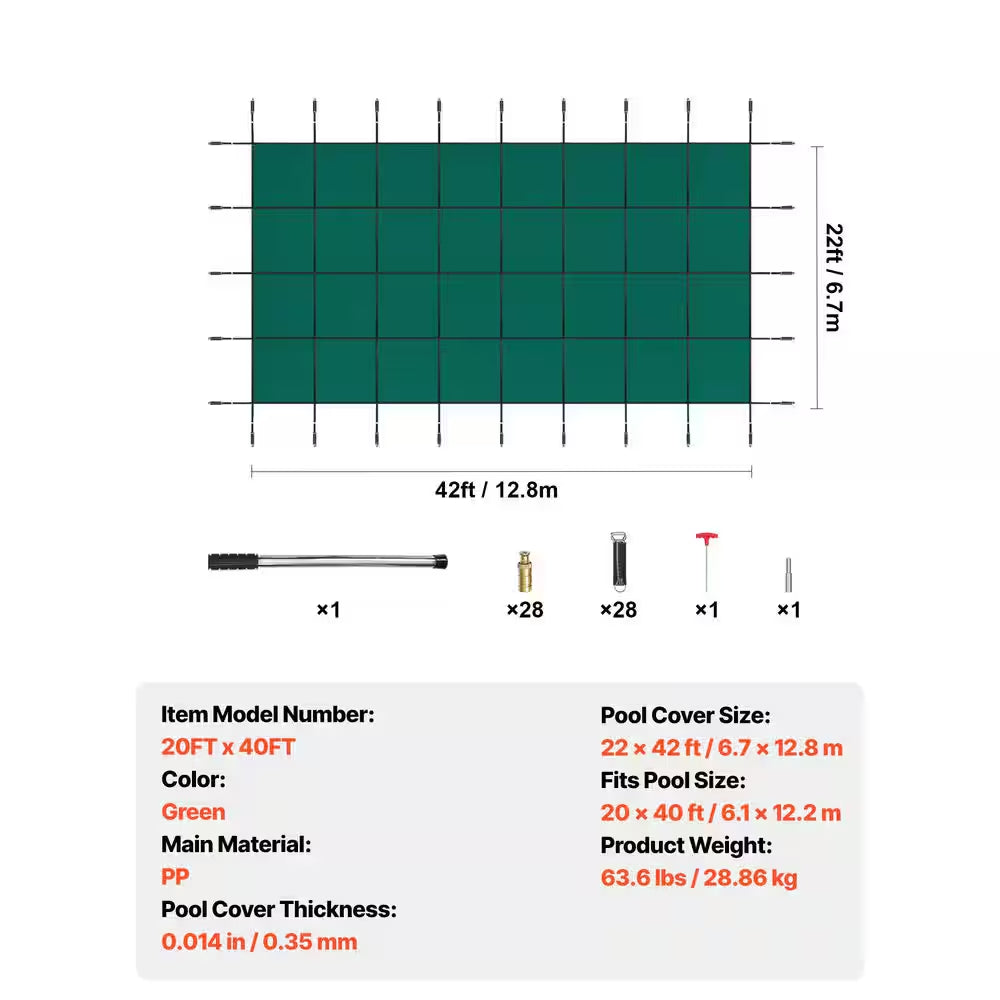 20 Ft. X 40 Ft. Rectangle In-Ground Pool Safety Covers Child Inground Safety Pool Cover for Swimming