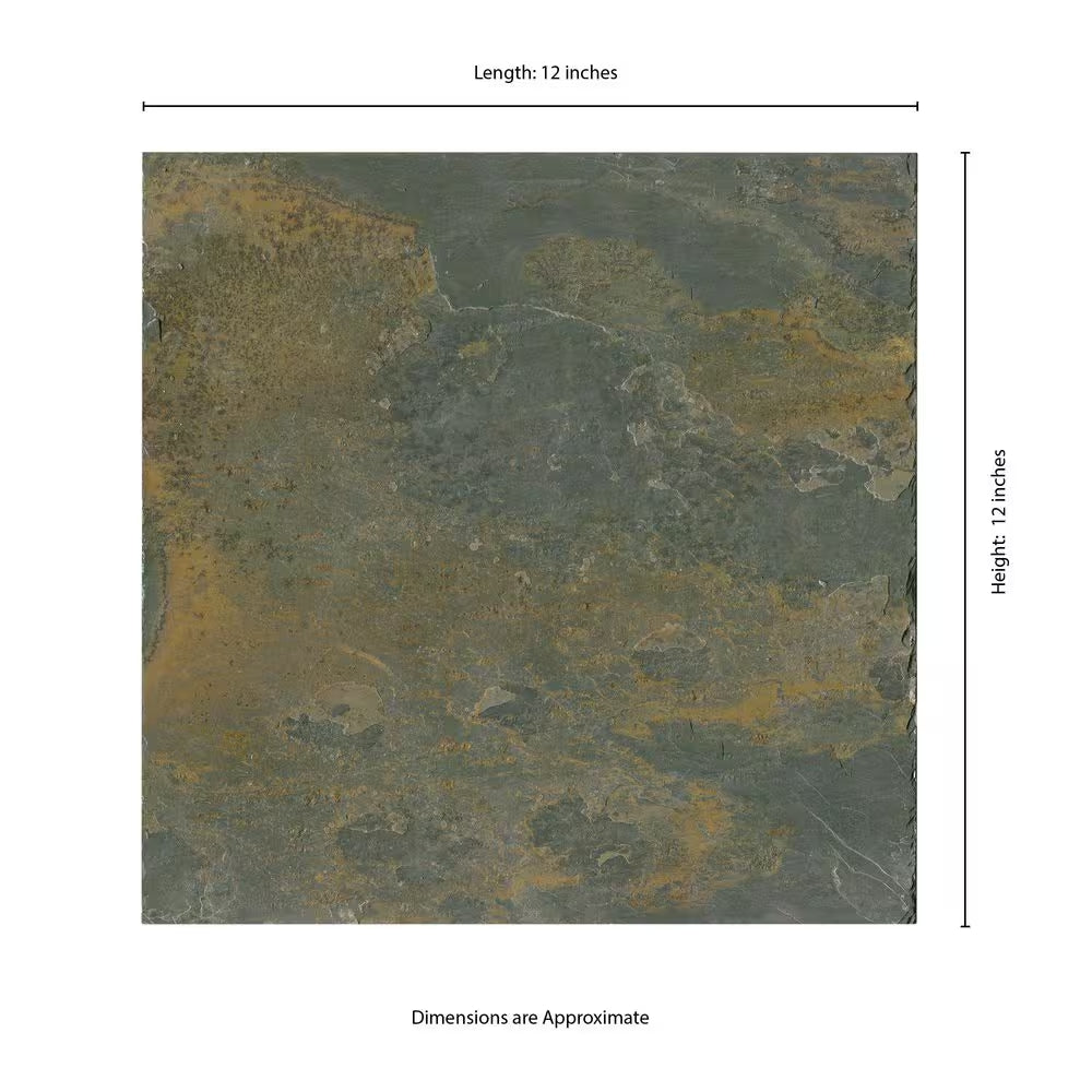 Rustique Earth Gauged Natural Slate Square Tile 12 In. X 12 In., Floor and Wall (10 Sq. Ft./Case)