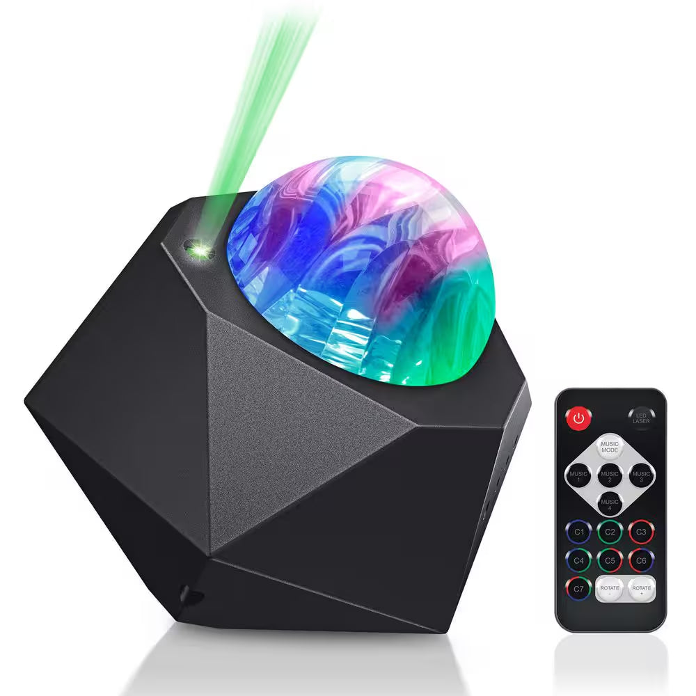 Multi-Color Sound Reactive USB Powered Galaxy Wave Projector Laser Integrated LED Light Show with Remote Control