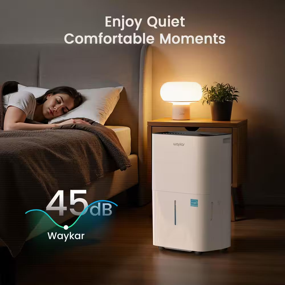 80 Pt. 5,000 Sq. Ft. Energy Star Portable Dehumidifier with Bucket and Drain Hose for Bedroom, Basement in White