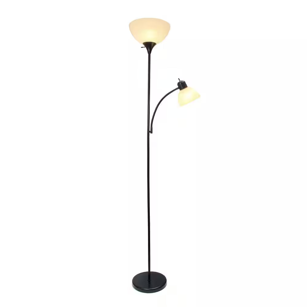 71.5 In. Black Floor Lamp with Reading Light