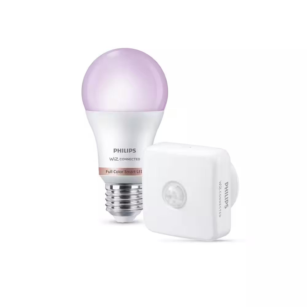 60-Watt Equivalent A19 LED Smart Wi-Fi Color Changing Smart Light Bulb Powered by Wiz & Motion Sensor (1-Pack)