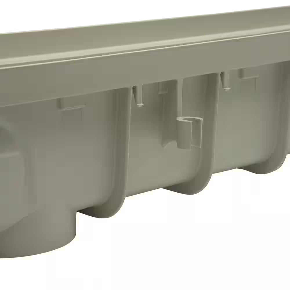 5 In. Pro Series Channel Drain Kit 5-1/2 In. X 39-3/8 In. Deep Channel, Gray Grates, End Caps/Outlet (6-Pack=19.7 Ft.)