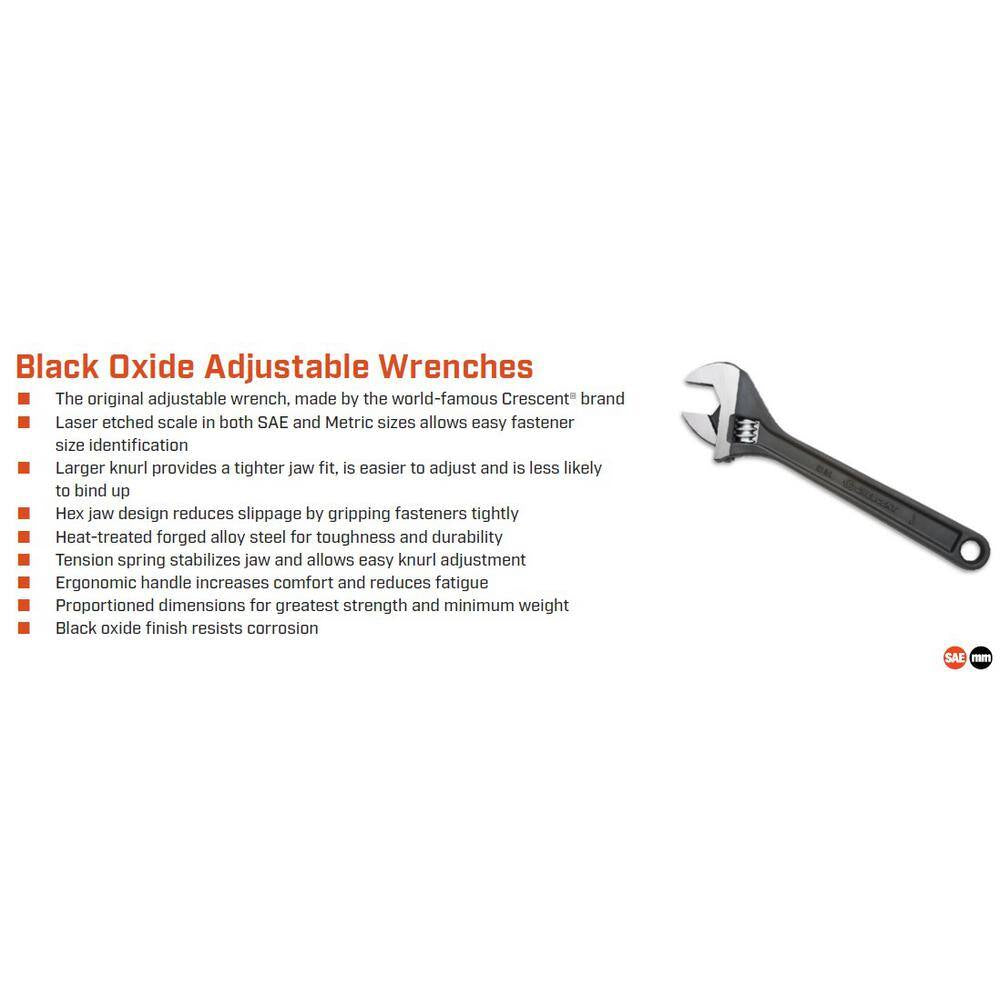 12 In. Black Oxide Adjustable Wrench
