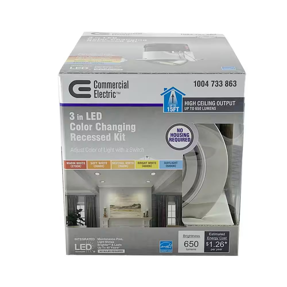 Premium Downlight 3 In. 2700K - 5000K Brushed Nickel New Construction/Remodel Recessed Integrated LED Gimbal Kit