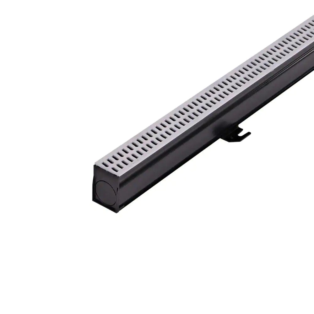 2-1/4 In. X 6 Ft. Slim Channel Drain Kit Gray Grates, End Caps, Outlets, Coupling and Anchor Clips
