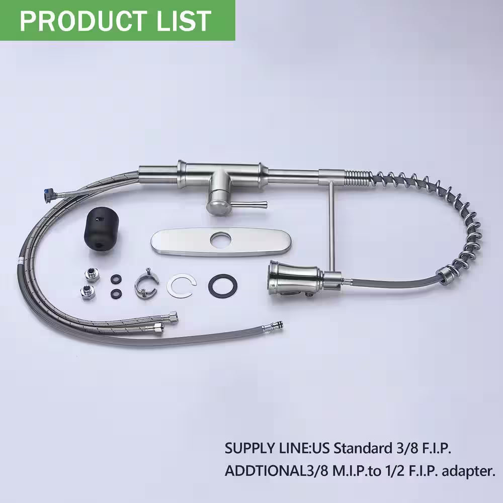 Spring Single-Handle Pull-Down Sprayer Kitchen Faucet with 3 Spray Mode in Stainless Steel Brushed Nickel