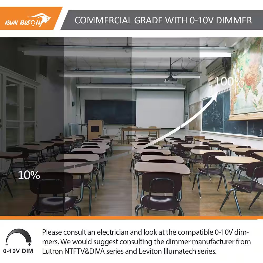 8 Ft.. 90-Watt Integrated LED Linear Strip Light Fixture Shop Light 8450/9750/11700 Lumens 3500/4000/5000K (4-Pack)