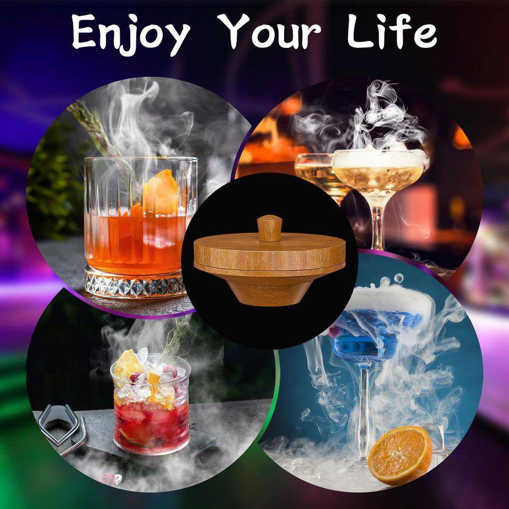 Kit Old Fashioned Whiskey Smoker Natural Wood Cocktail Smoker Infuser Bar Kitchen Food Drink Smoker (No Butane)