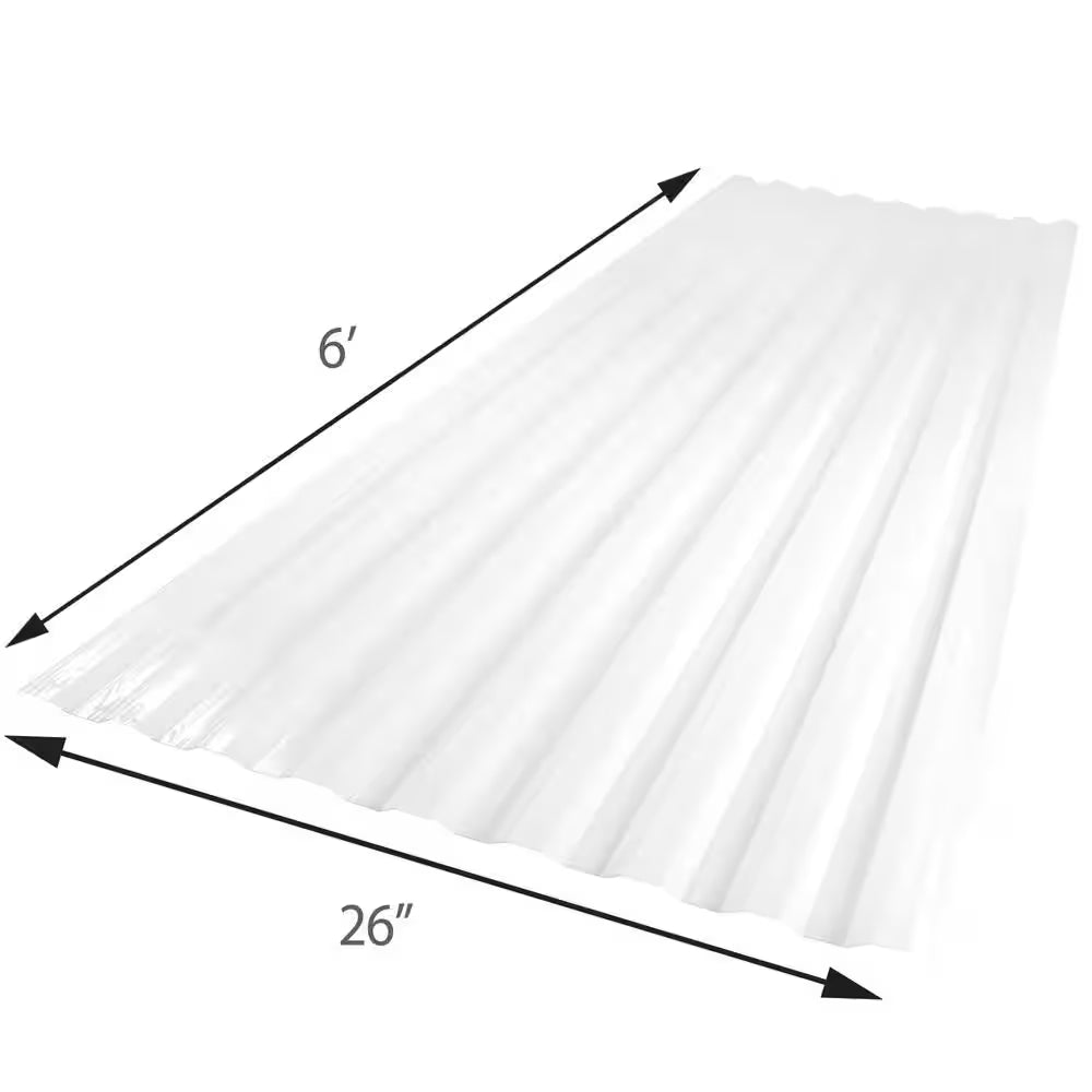 26 In. X 6 Ft. Corrugated Polycarbonate Roof Panel in White Opal