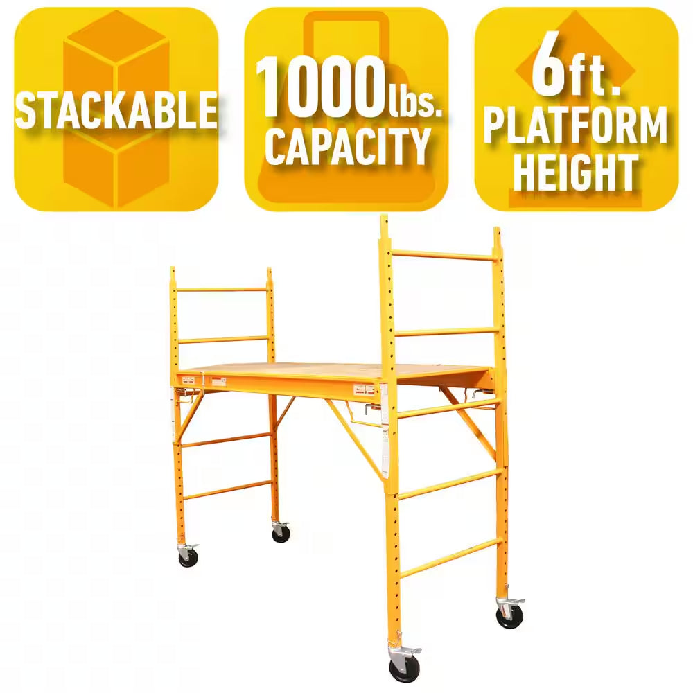 6 Ft. X 6 Ft. X 2.4 Ft. Multi-Use Drywall Baker Scaffolding with 1000 Lb. Capacity