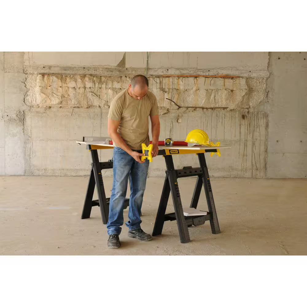 32 In. H Plastic 2-Way Adjustable Folding Sawhorse (2 Pack)