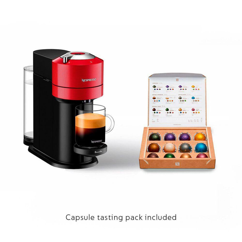 1 Cup Vertuo Next Coffee and Espresso Machine in Red plus Aeroccino3 Milk Frother in Black