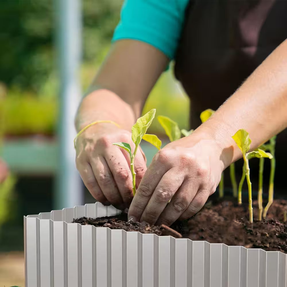 6 In. D X 480 In. W Corrugated Silver Metal Garden Edging Sturdy Lawn Border for Lawn Flower Bed Garden Yard