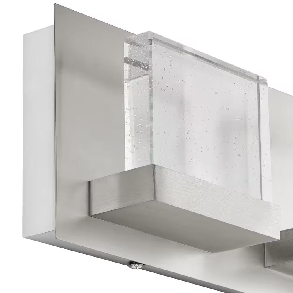 Alberson 5.1 In. W 4-Light Brushed Nickel Integrated LED Bathroom Vanity Light Bar with Bubble Glass