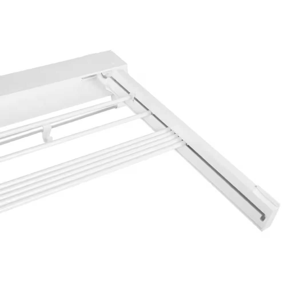 4.2 In. X 33 In. X 17 In. White Metal Wall Mounted Foldable Clothes Towels Drying Rack