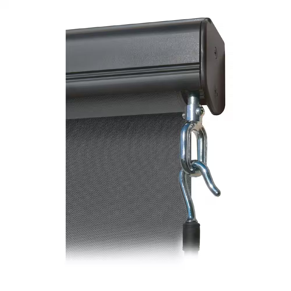 Moonstone Dark Brown Cordless Outdoor Patio Roller Shade with Valance 120 In. W X 96 In. L